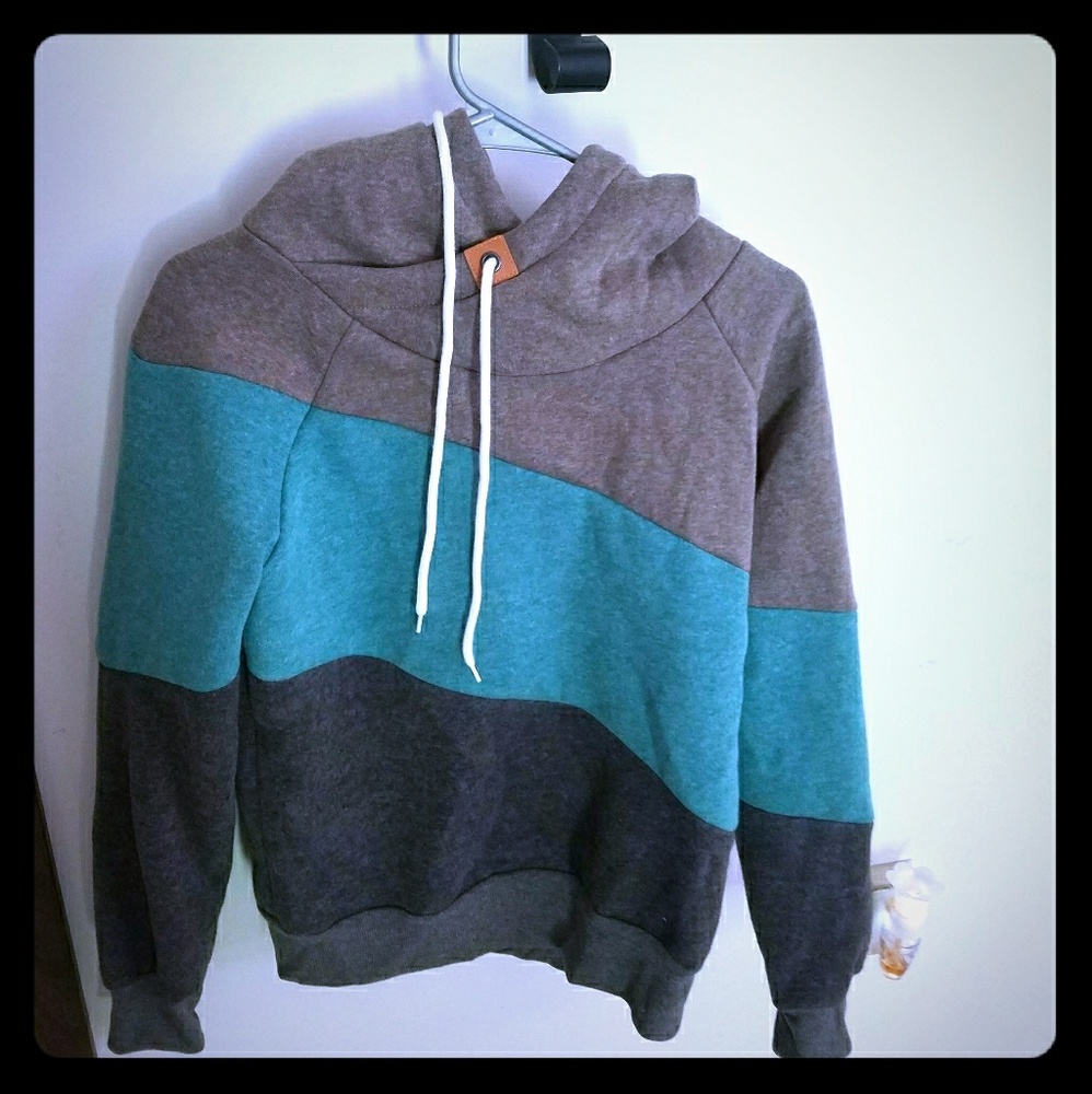 Brown and teal sweatshirt
